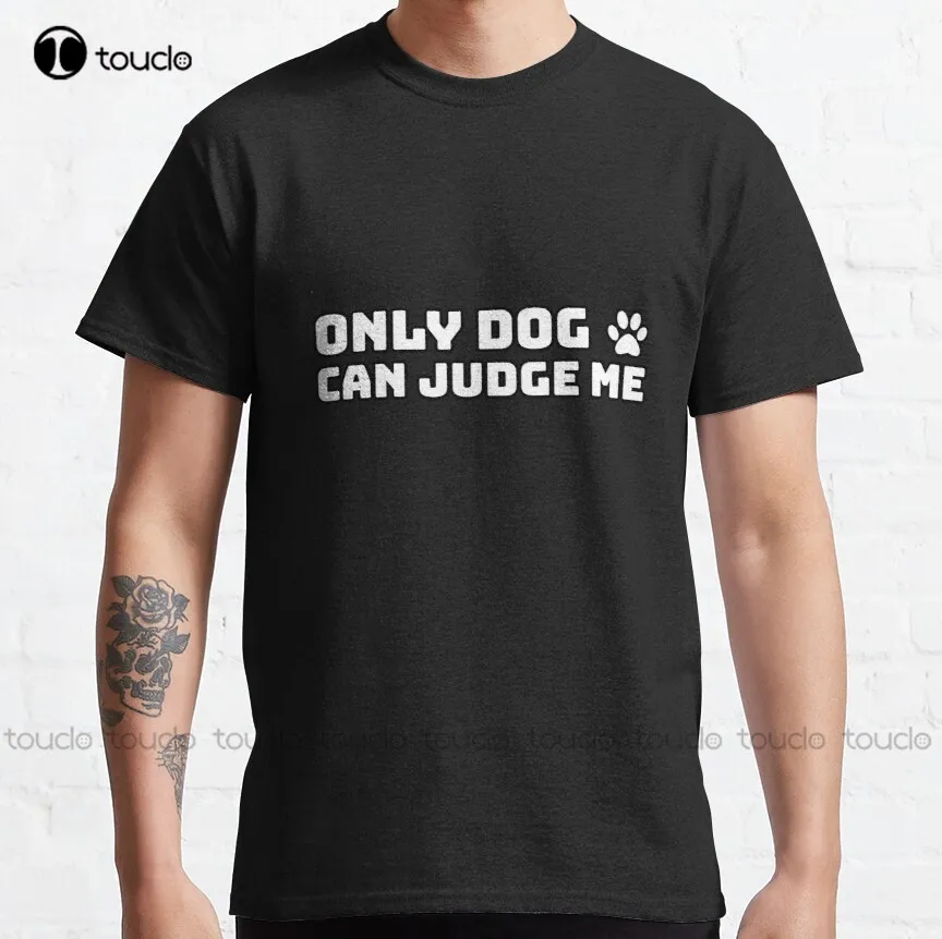 

Классическая футболка для плавания с надписью только собака может судить меня, Высококачественная Милая элегантная Милая мультяшная хлопковая футболка, женская