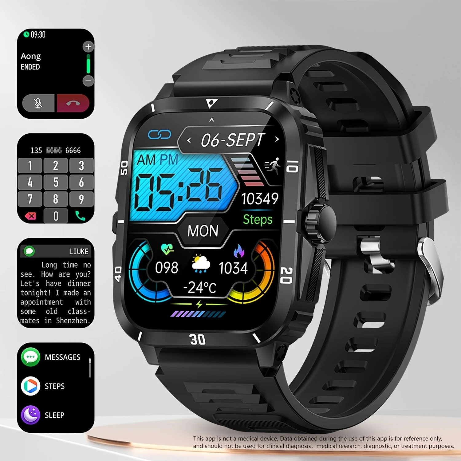 1pc Smart Watch For Women Men 3 ATM Waterproof Wireless Call Android And 4.98cm IPS HD Screen 430mAh Long Ba