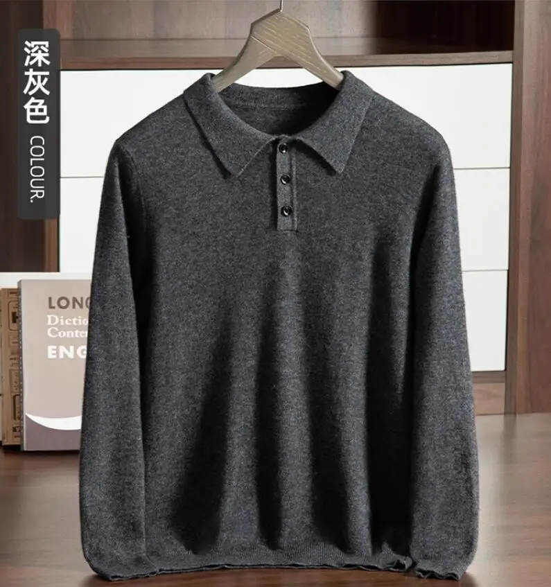Мужской свитер-поло Ordos из 100% чистого кашемира деловой Повседневный вязаный