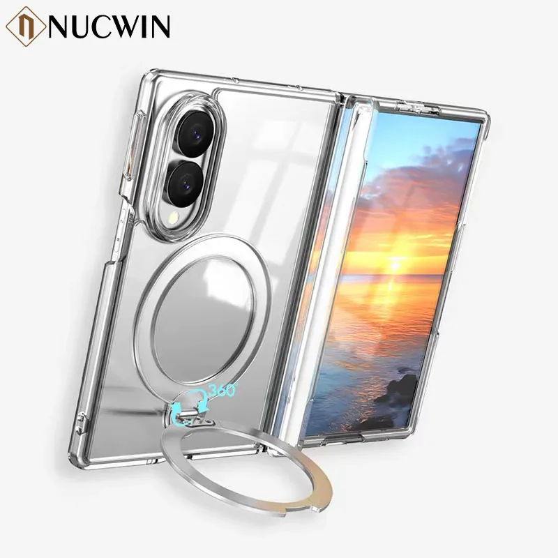 Фото Прозрачный магнитный чехол 360 °   Вращающийся чехол-подставка для Samsung Galaxy Z Fold 8 Ultra Z Fold 8 поставляется с защитной пленкой для экрана. №1