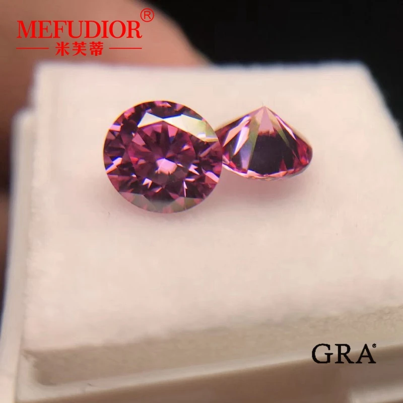 

Rose Red Color Round Brilliant Cut Moissanite Gemstones VVS Loose Moissanite Diamond Stone For Jewelry Making Accessories