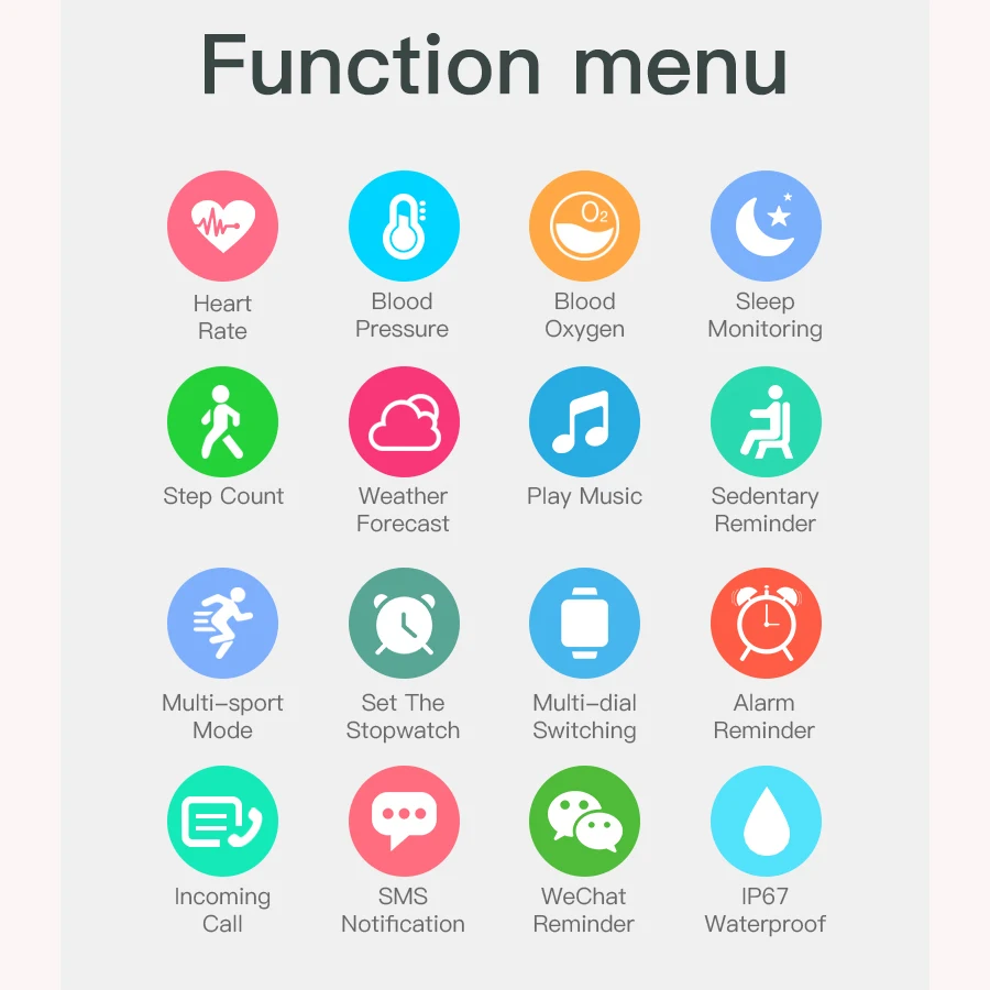 1 69hd large screen smart watch heart rate blood pressure blood oxygen led flashlight women smartwatch for xiaomi samsung phone free global shipping