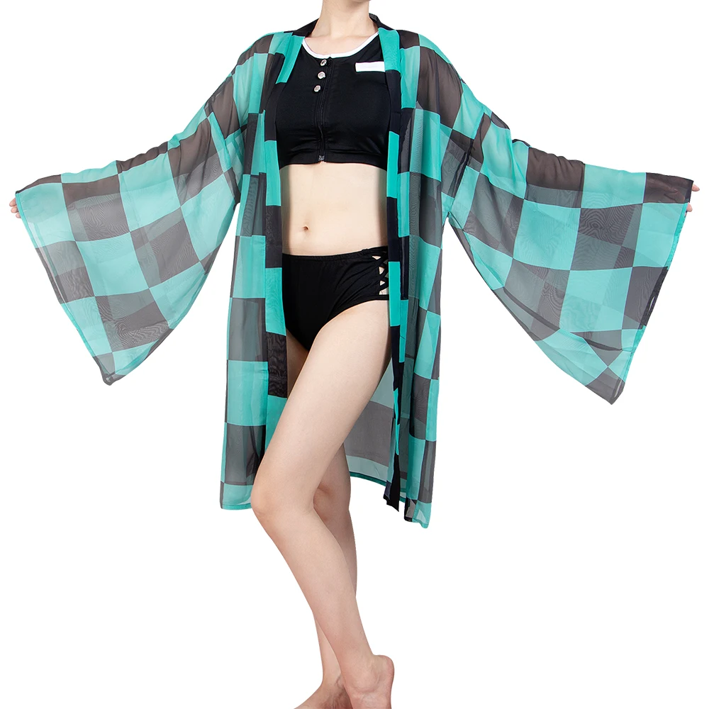 

Demon Slayer Kochou Shinobu Swimsuit Kimetsu No Yaiba Bikini Kamado Tanjirou Kimono Cardigan Anime Halloween Costume