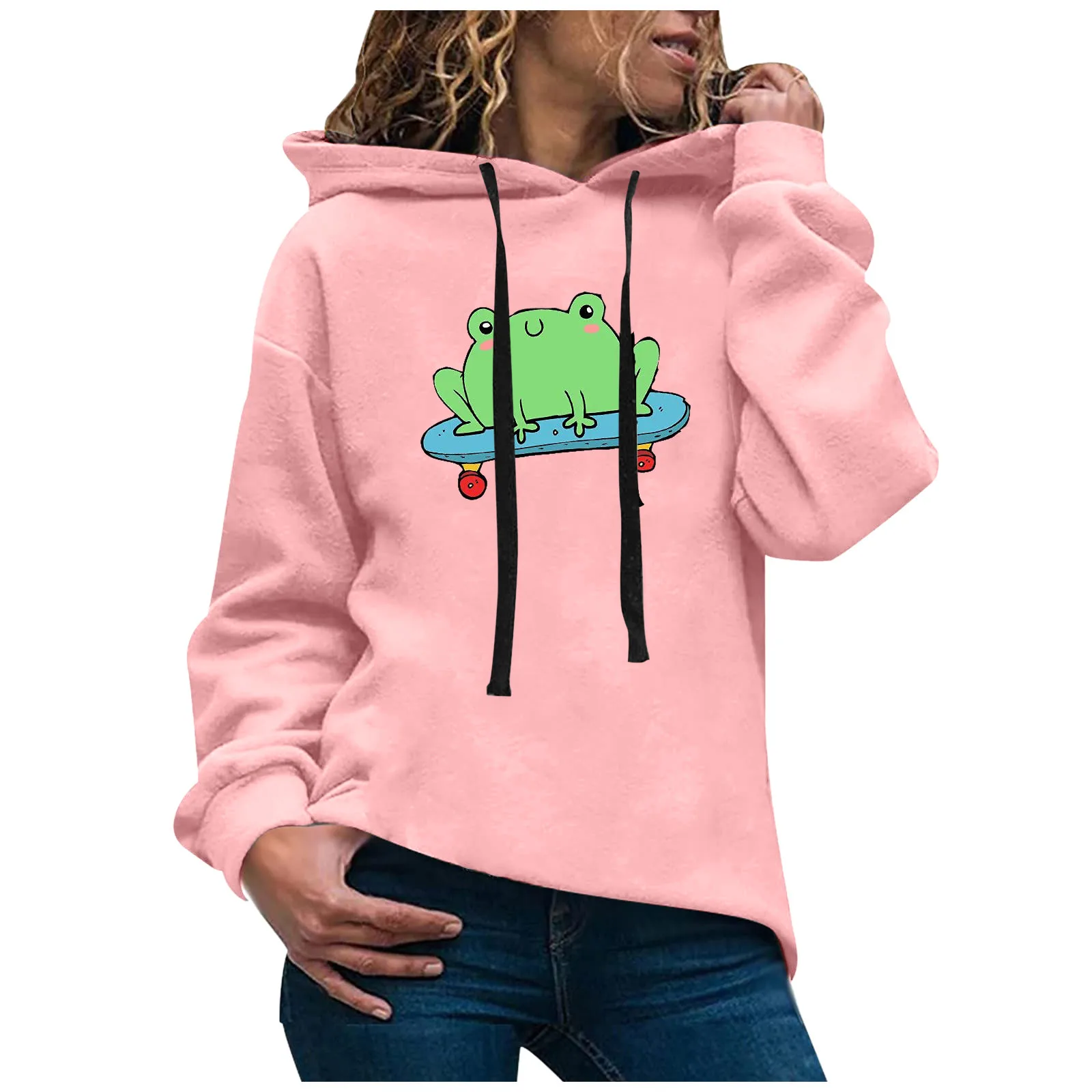 

Cute Hoodies Teen Girls Long-sleeved Sweater Casual Hooded Printed Women’s Women's Hoodies Sweatshirts Tunic Sweatshirt Zippe