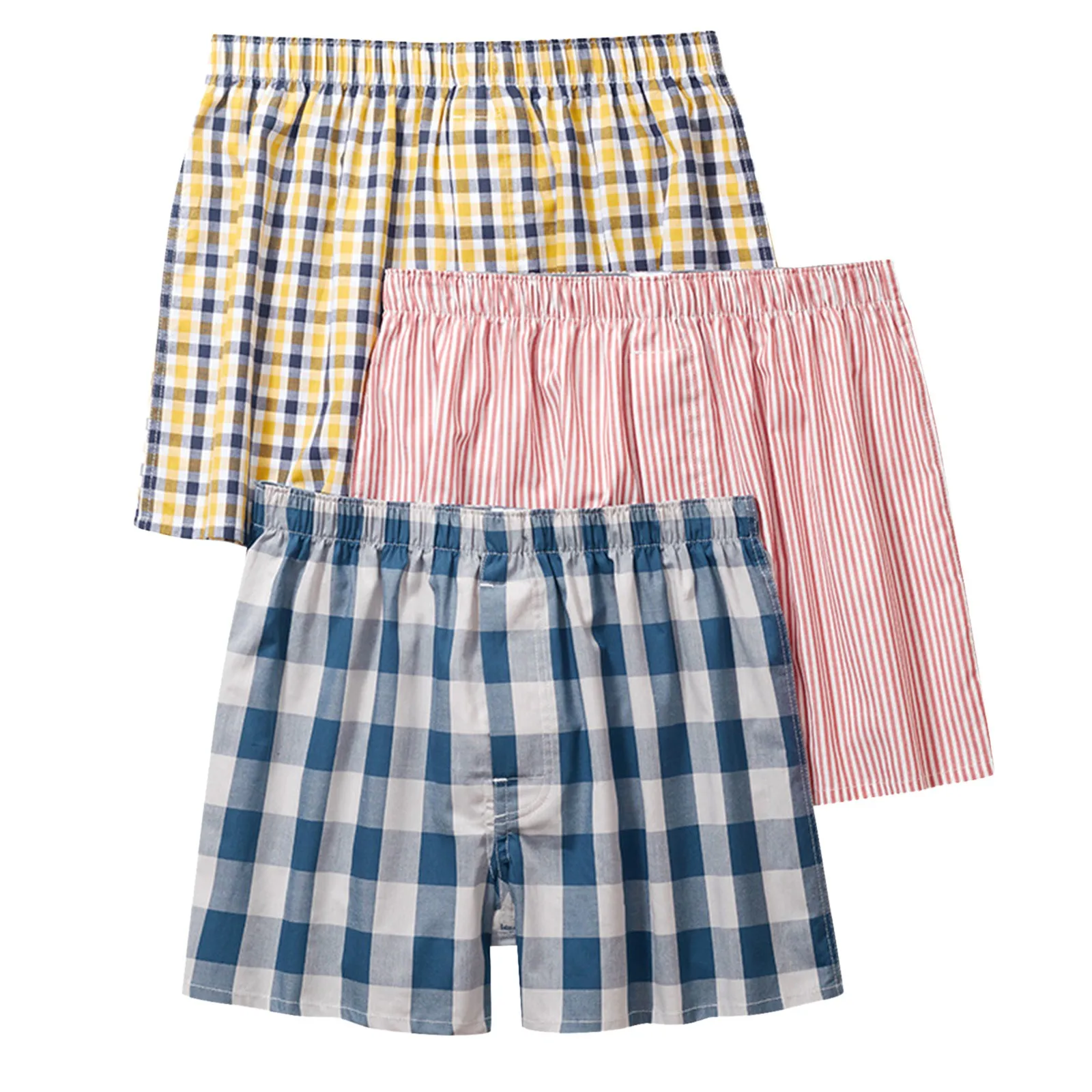 

Повседневные клетчатые боксеры, Хлопковые Штаны для сна, мужские шорты, простая одежда для сна, летние тонкие мужские Пижамные штаны с эластичным поясом