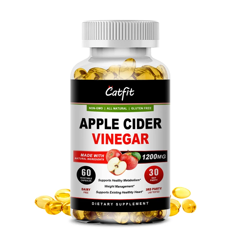 Catfit Natural Organic Apple Cider Vinegar Capsules for Gut Health Immune Support Digestion & Detox Cleanse Lose Weight Product
