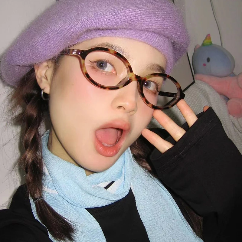 Новинка 2024 винтажные очки в черной оправе с леопардовым принтом Ins Y2K овальные