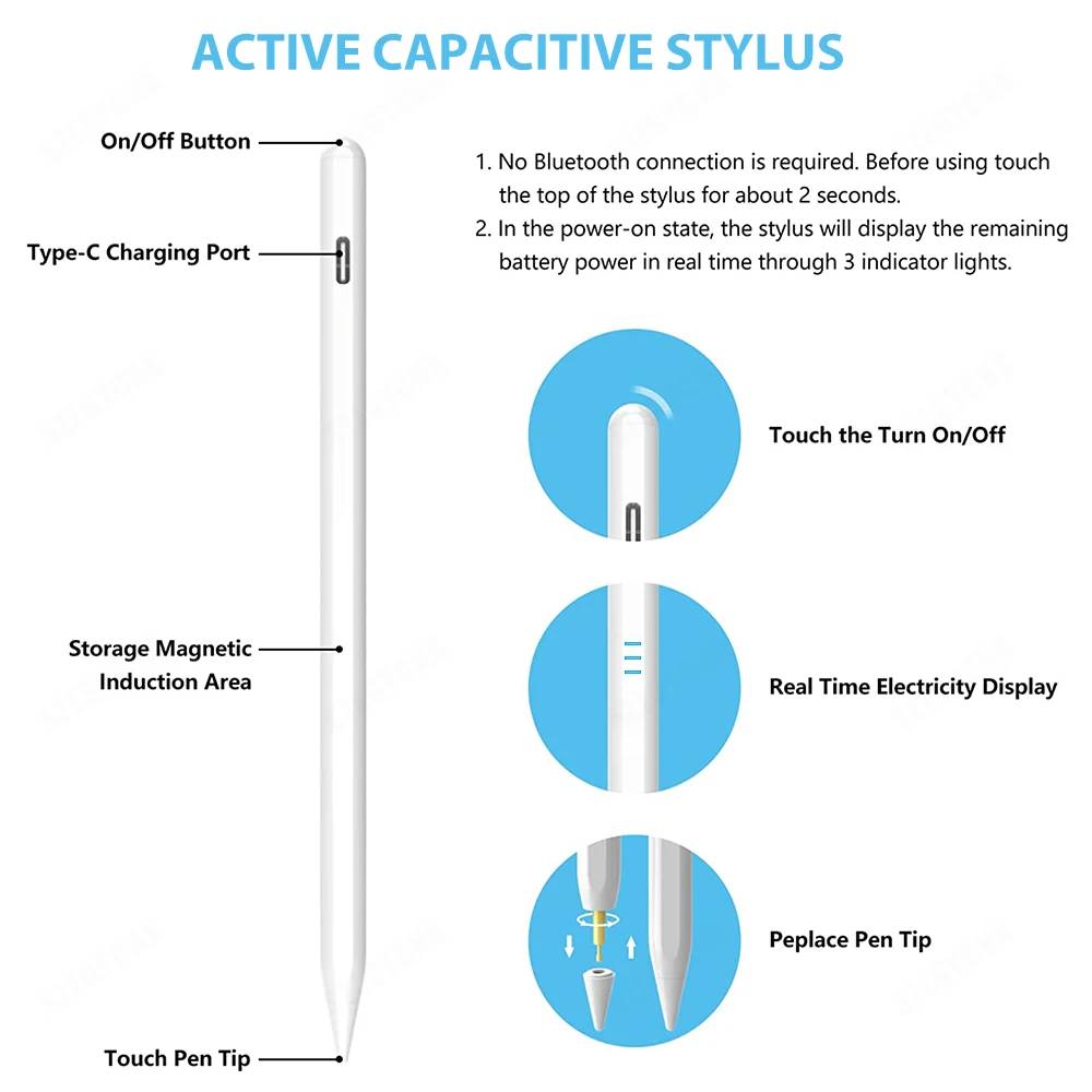 Для Apple Pencil 2 iPad Air 5 4 Pro 11 10 3 Mini 6 2022 2021 2020 2019 Bluetooth-Стилус 애플슬 슬 |