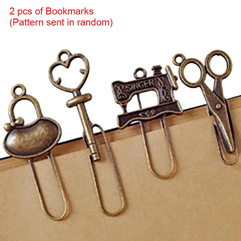 

Office Gift Zakka Vintage Geometric Stationery Bronze Color Random Styles School Page Holder Metal Bookmarks