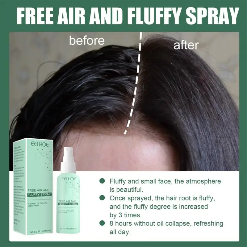 

100ml Free-wash Fluffing Dry Hair Spray Oil Control Clean Hairspray Refreshing Dry Hair Care Remove Greasy Show Volume Spray
