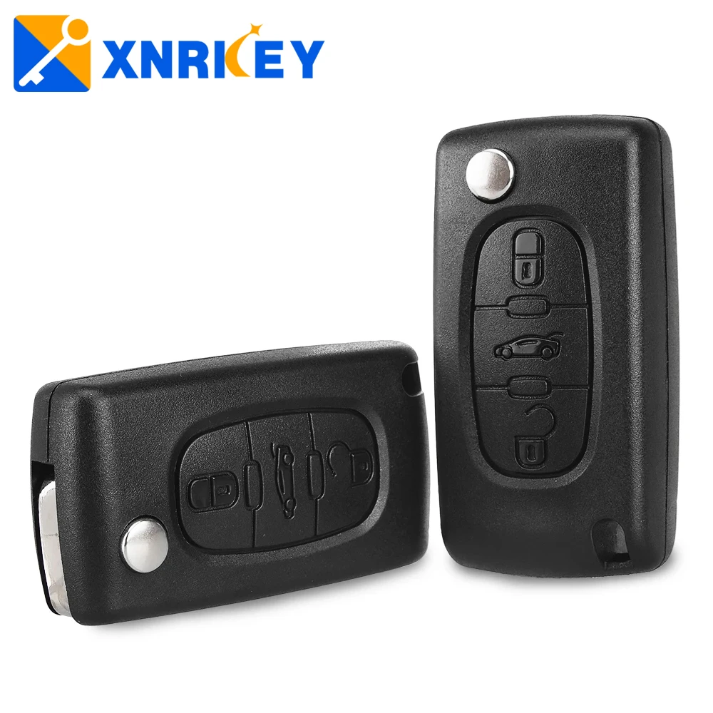 

XNRKEY 3 Button Remote Car Key Shell Fob for Peugeot 207 208 307 308 408 Partner Citroen HU83/VA2 Blade CE0536 Key Case Cover