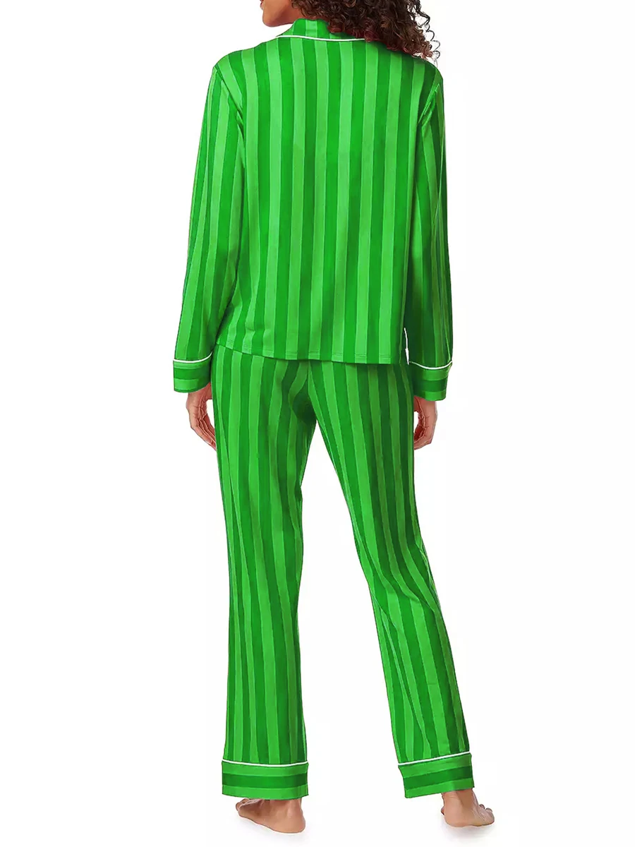 Пижамный комплект hirigin полоска полиэстер спандекс женский