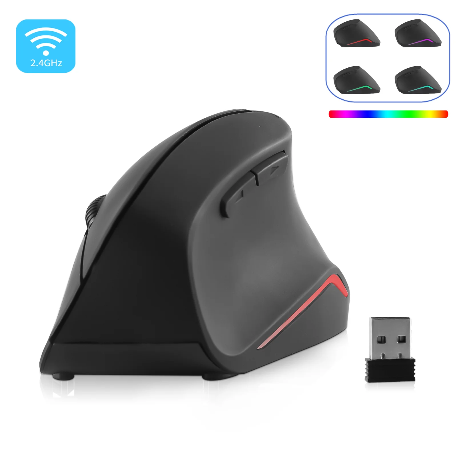 

Ergonomic Vertical Wireless Mouse RGB Backlit Computer Wired Mice USB Optical LED Light Rechargeable Mouse For Laptop PC Table