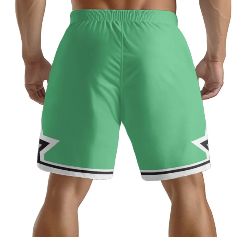 Мужские зеленые быстросохнущие шорты с фантастическим буквенным принтом на