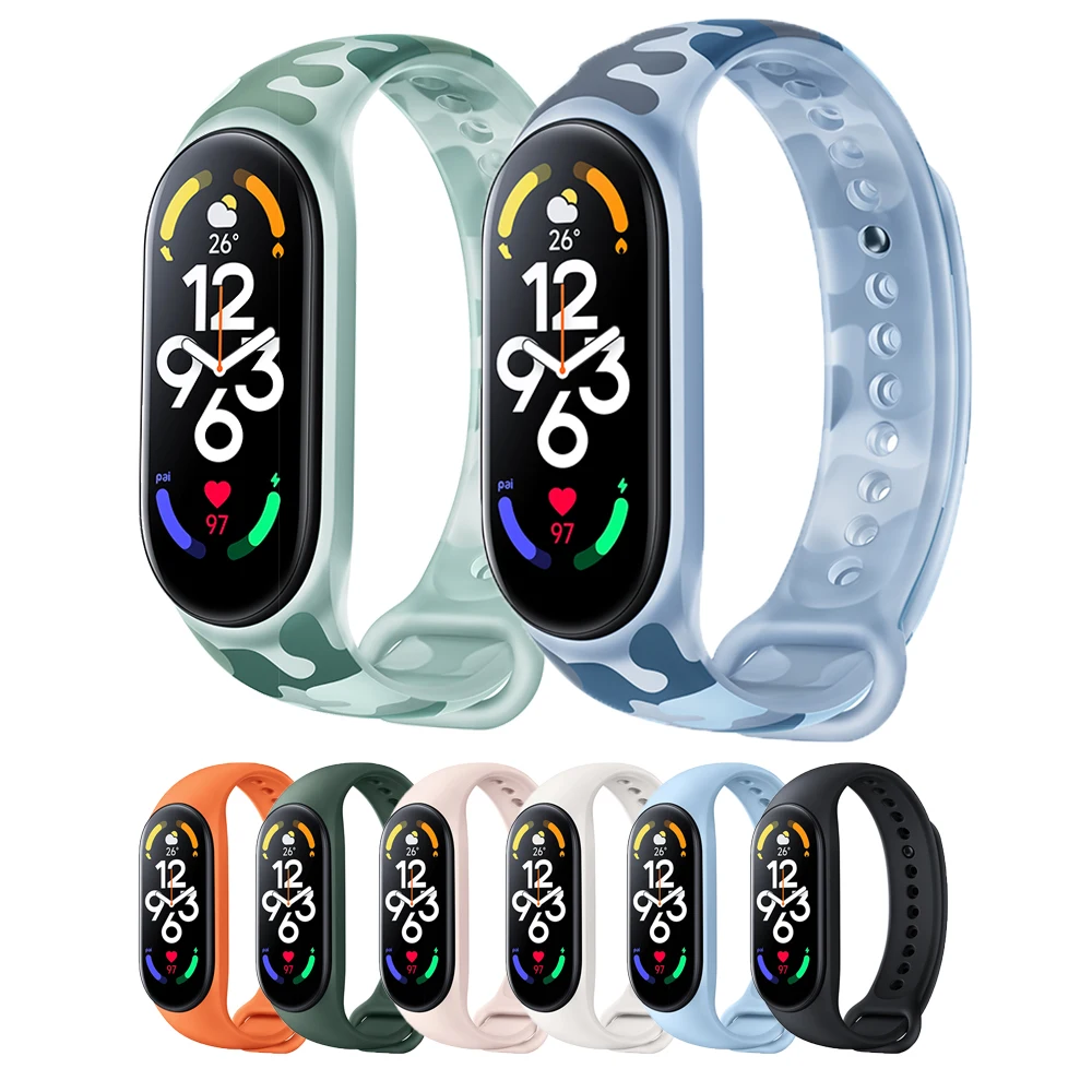 

Official Strap For Xiaomi Mi Band 7 Fluorescent Camouflage Wristband Silicone Replaceable Strap For Mi Smartband 7 Colorful