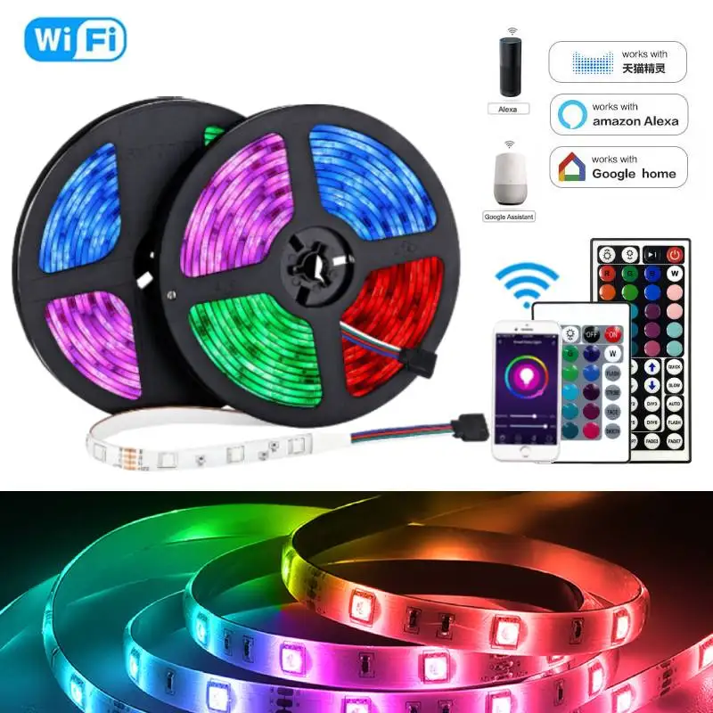 

24/44-key WIFI Luces Led Strip SMD 5050 2835 12V RGB Lights Waterproof Flexible Neon Lamp 5M 10M 15M 30/60LEDs/m 5 Meters / Roll