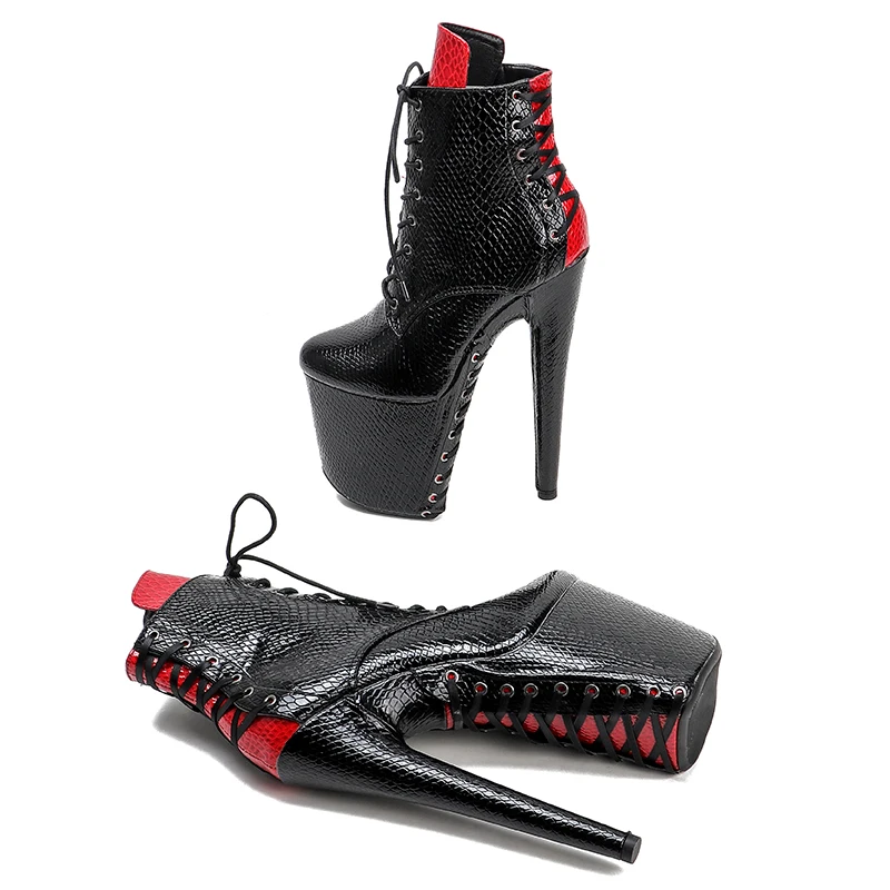 Leecabe 20 см/8 дюймов ПУ Верхняя Мода высокий каблук платформа танцевальные ботинки