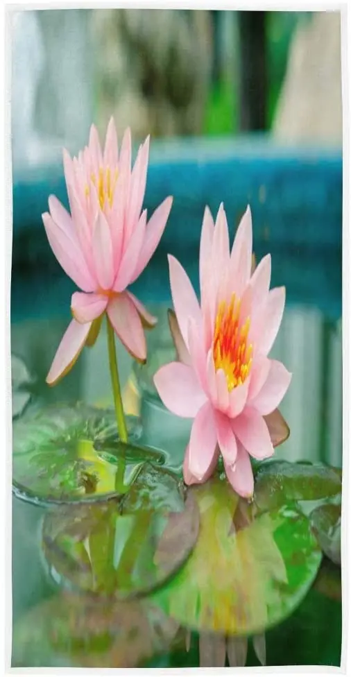 

Face Towel Beautiful Pink Waterlily Lotus Flower Soft Bath Hotel Spa Hand Gym Sport Towel מגבות מטבח חלוק מגבת