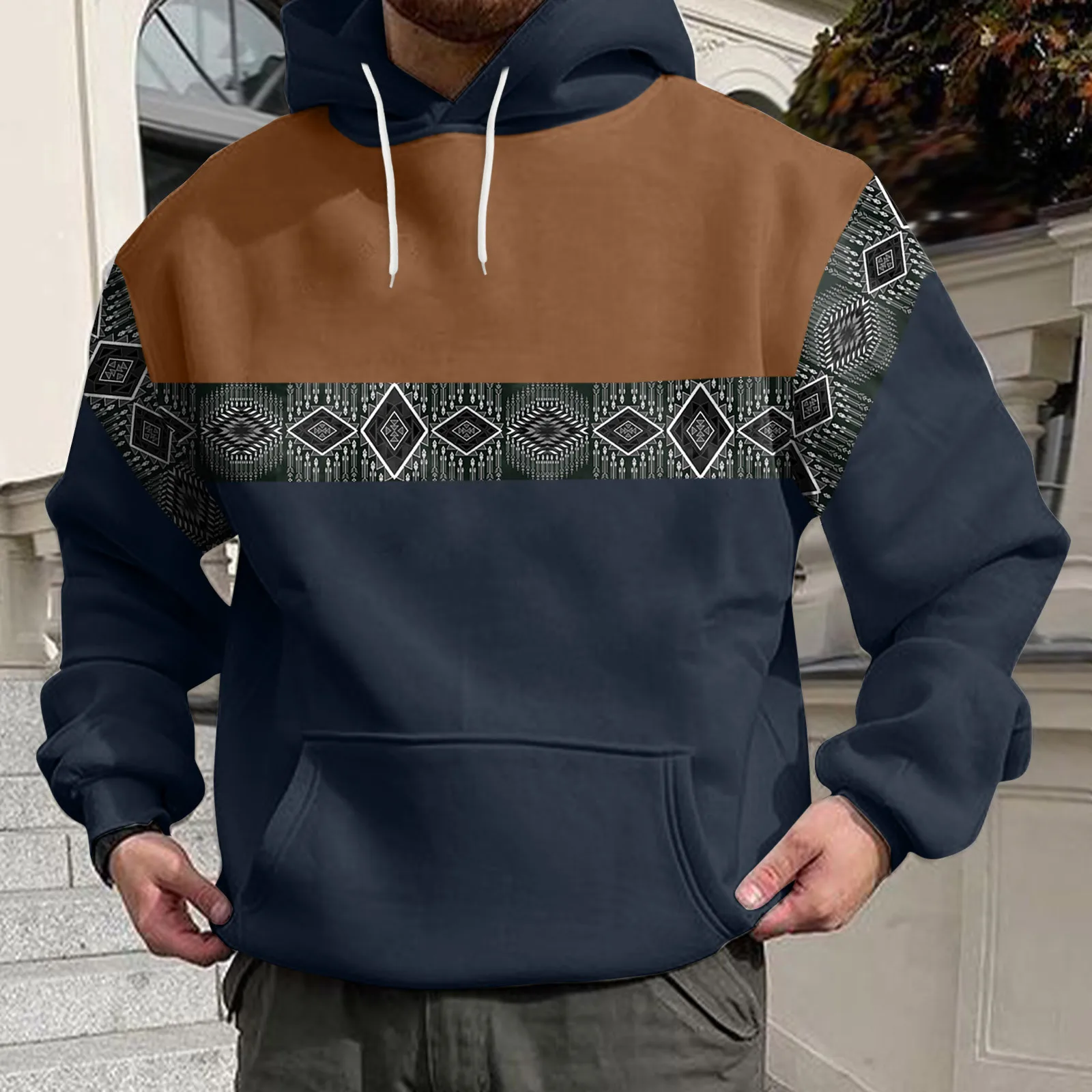 

Men Winter Spring Casual O Neck Long Sleeve 3D Printed Hooded Sweatshirt Top Blouse Athletic Zip up Hoodie