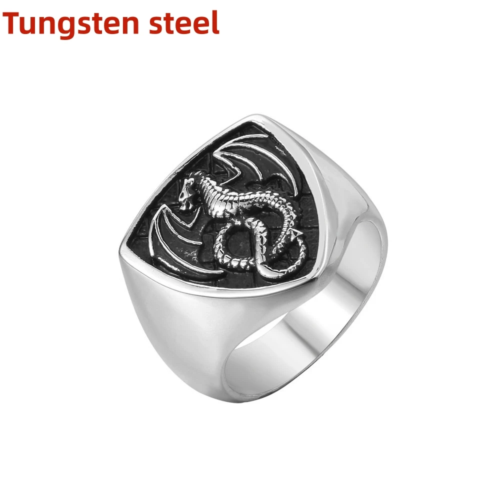 

Fashion vintage creative Viking Fire Dragon ring Punk Tungsten steel man motorcycle amulet ring personality jewelry gift