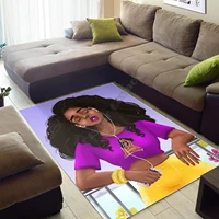 beautiful black girl afro african area rug 3d printed room mat floor anti slip carpet home decoration themed living room carpet1