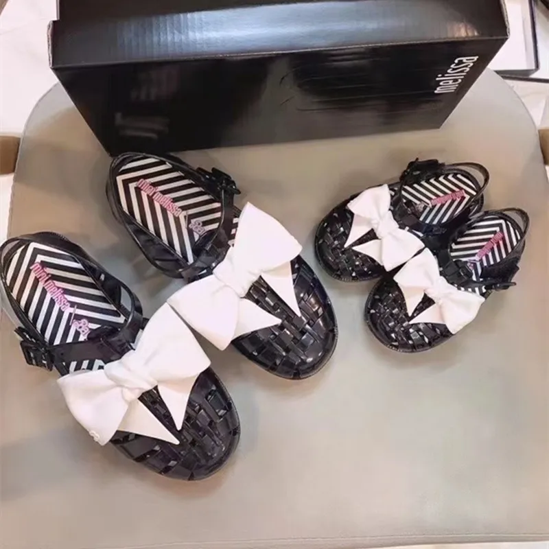 

Original Melissa Women Sandals 2022 Hot Mommy & Me Kids Fashion Jelly Shoes Princess Bow Party Beach Sandals For Family HMI081