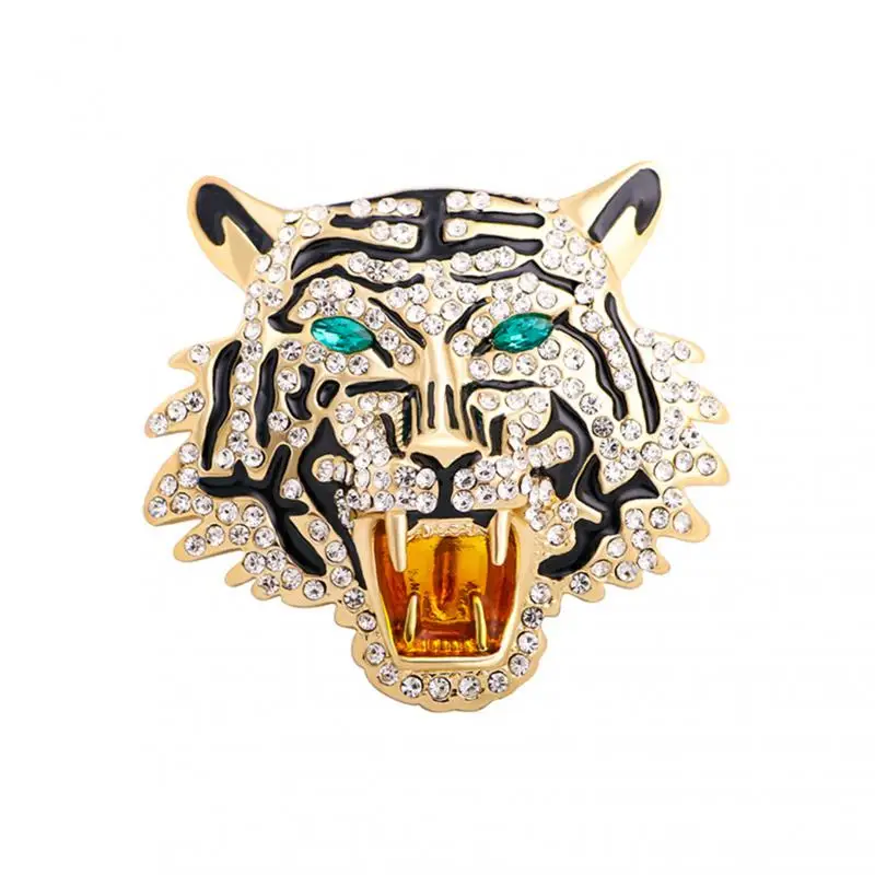 

Diamond-studded Tiger Head Brooch Pin Men And Women Animal Badge Coat Suit Dripping Rhinestone Corsage Metal Pin