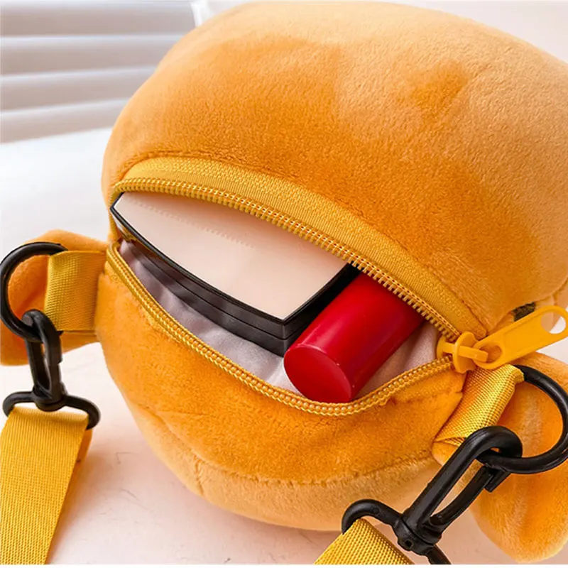 Smiling Tiger Plush Crossbody Bag cute funny small Shoulder Bag Warm Fluffy Mobile Phone Pouch Ladies Travel Purses