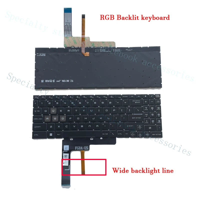 Фото Новая клавиатура с RGB-подсветкой A+ для MSI Pulse 15 B13VGK Pulse 15 B13VFK (MS-1585) US №1