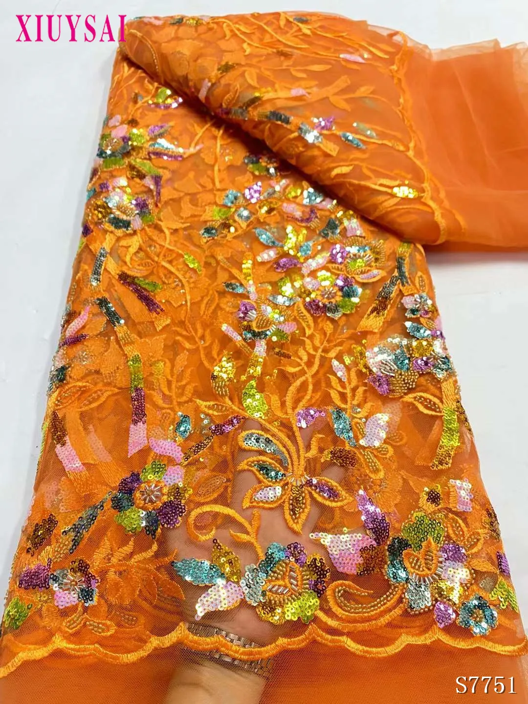 

2024 Latest French 3D Beaded Tulle Lace Fabric High Quality African Net Lace Fabrics With Sequins For Evening Dresses