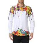 Новые мужские весенние повседневные облегающие рубашки с принтом брызг чернил с длинными рукавами и отложным воротником модные дизайнерские мужские футболки