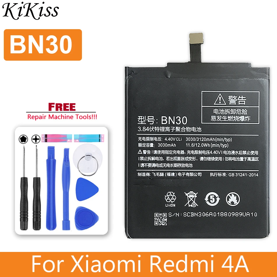 Phone Battery BN30 For Xiaomi Redmi 4A Mi4A M4A High Quality 3120mAh Phone Replacement Battery + Tools Kits