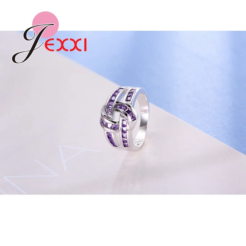 Геометрический дизайн модный крест фиолетовый кубический циркон обручальные
