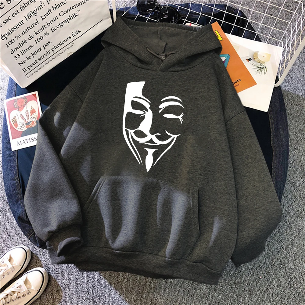 

Лидер продаж, мужская толстовка с V-образным вырезом и принтом маски Вендетта, удобная модная одежда, теплые винтажные толстовки, Мужская то...