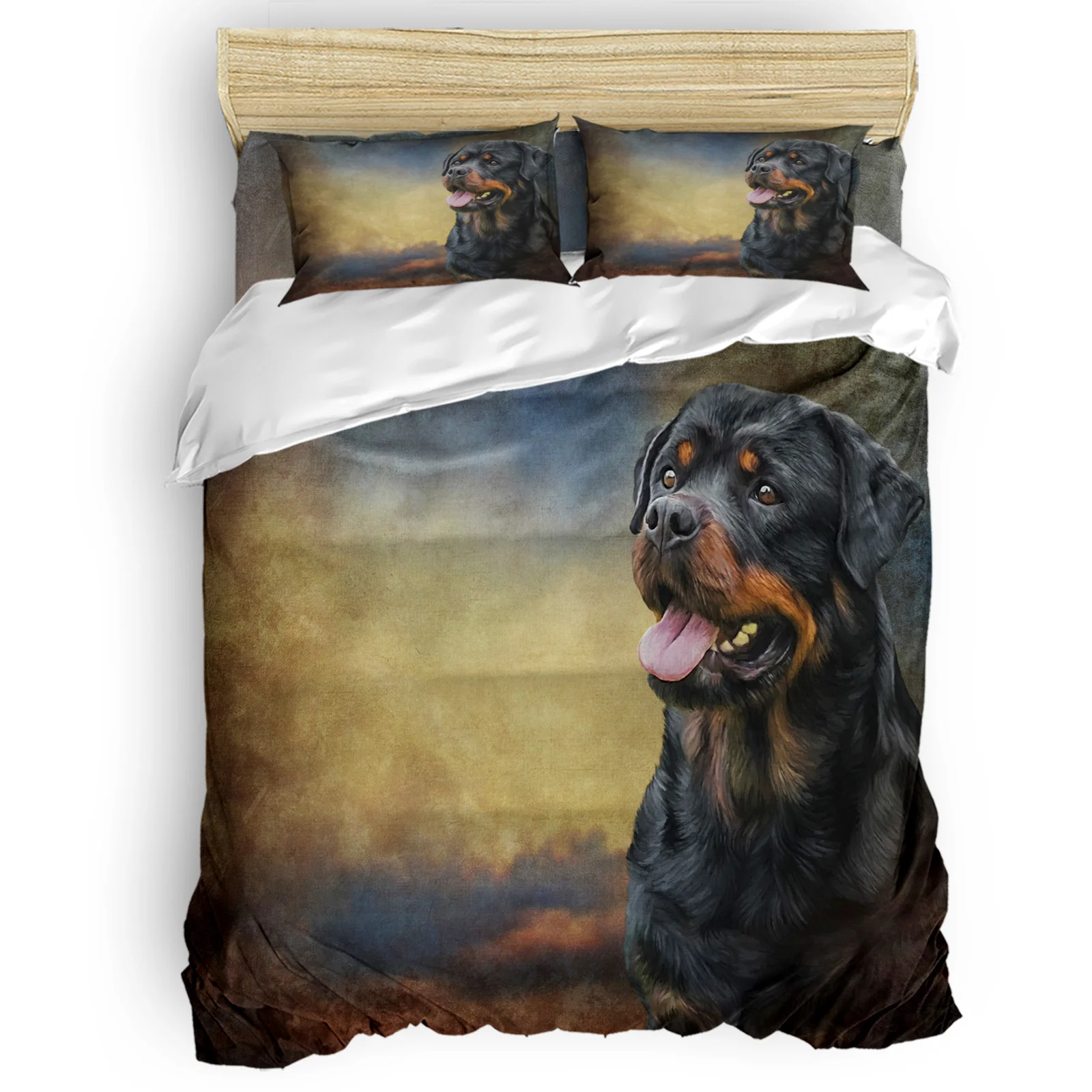 

Удобные товары для дома в стиле ретро с изображением собаки животных черного и желтого цвета Роскошный пододеяльник для спальни 2/3/4 шт.