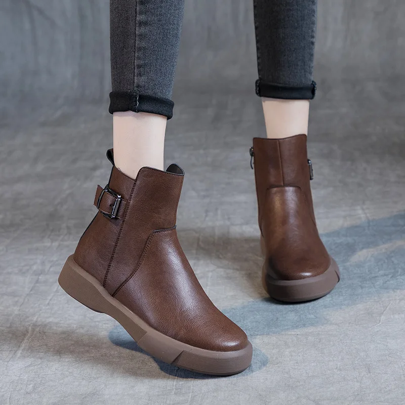 

Новинка 2022, ботинки челси для женщин, кожаная женская обувь на осень и зиму, повседневные ботильоны на плоской подошве в стиле ретро, женские ботинки на платформе