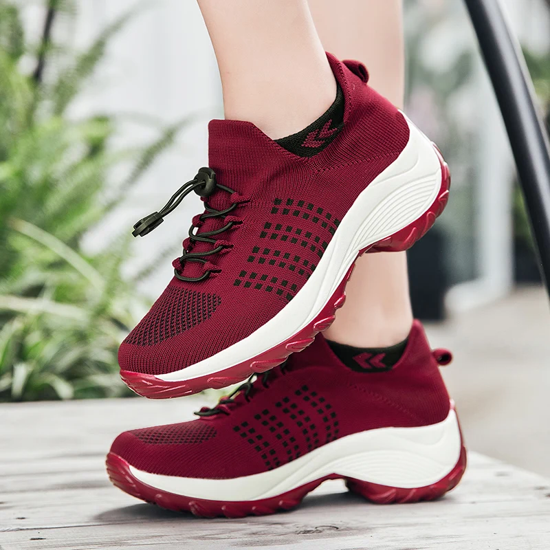 YISHEN Women's Walking Shoes Fashion Sock Sneakers Breathable Nursing Shoes Platform For Women Loafers Non-Slip Chunky Shoes