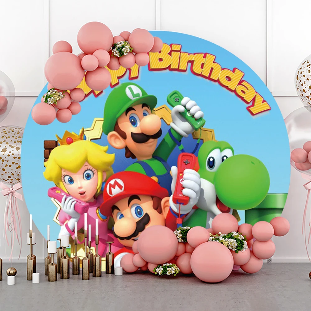 Super Mario Bros круглый фон для дня рождения украшение детской фотосъемки