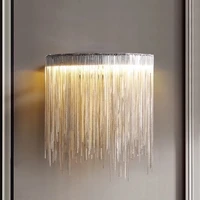 aluminum chain led wall sconce bedroom luxury living room indoor lighting gold silver creative stairway lamp home decor lustre