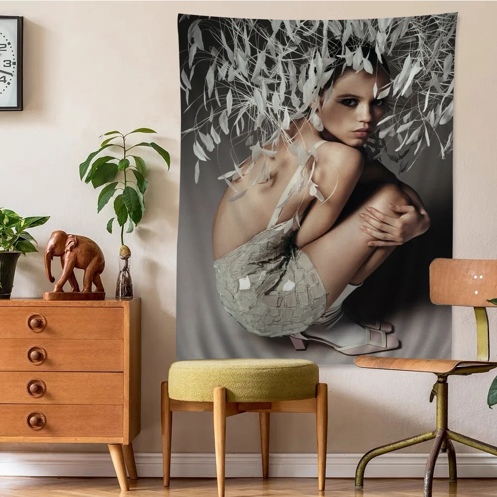 Jenna Ortega Printed Large Wall Tapestry Indian Buddha Decoration Witchcraft Bohemian Hippie Decor Blanket