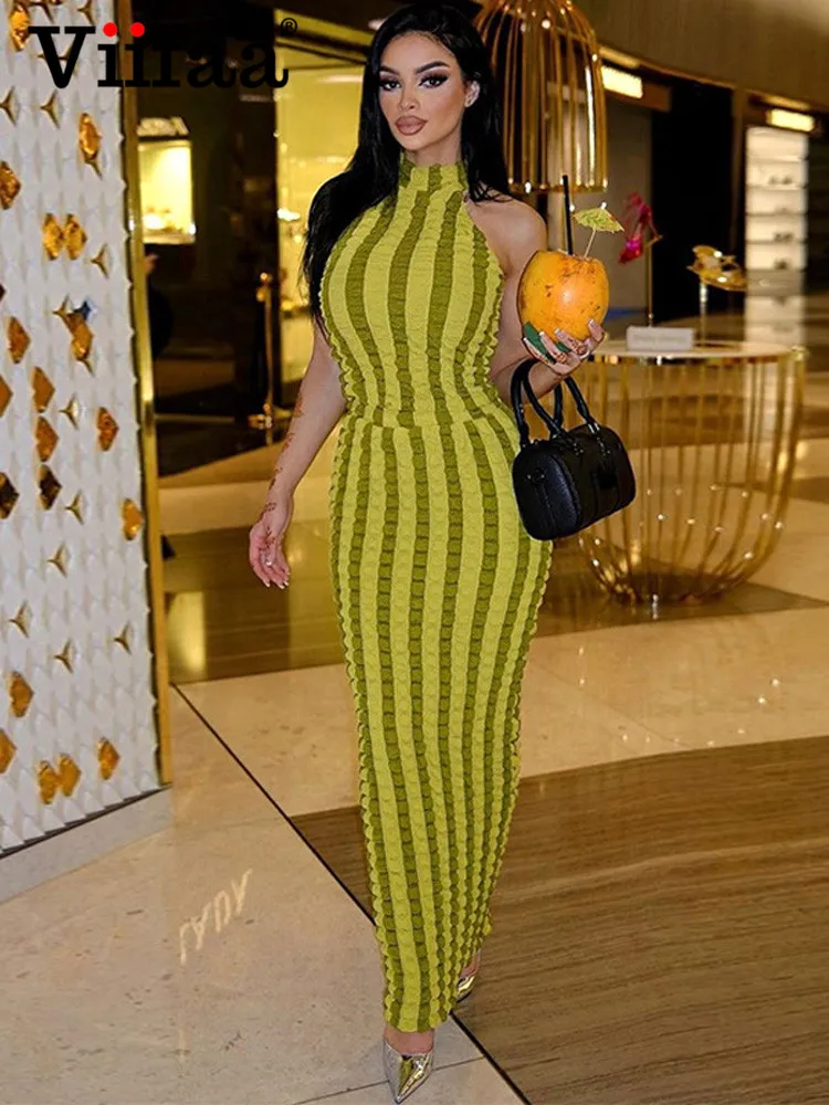 

Платье-Макси женское летнее облегающее без рукавов с открытой спиной