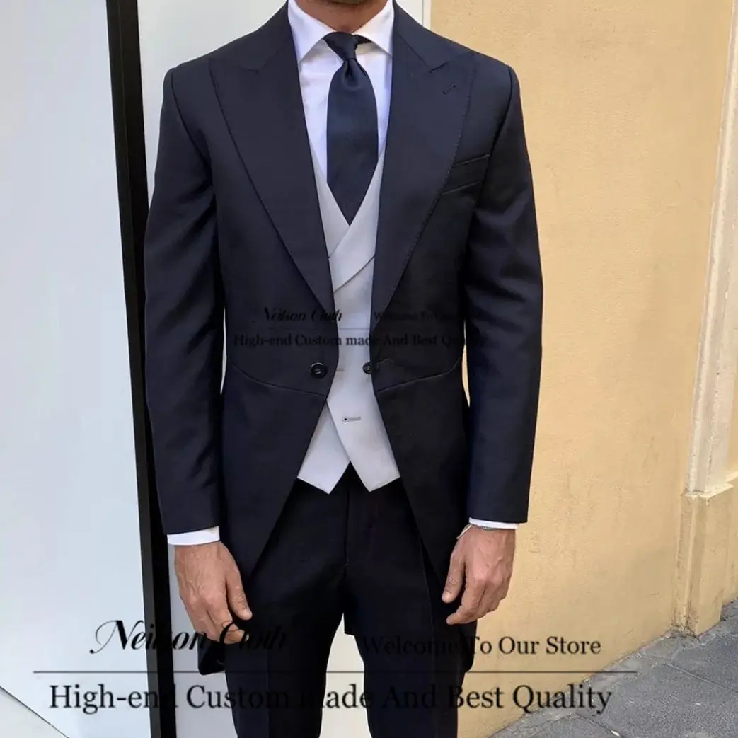 

Черные мужские костюмы с заостренным лацканом и одной кнопкой, Женский комплект из 3 предметов, мужской облегающий длинный костюм, мужской костюм