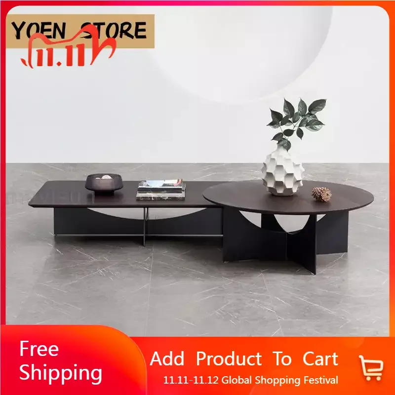 

Набор журнальных столиков Simplicity, устойчивый x-образный кофейный столик из углеродистой стали, мебель для гостиной, центральный деревянный прямоугольный и Круглый Чайный Столик