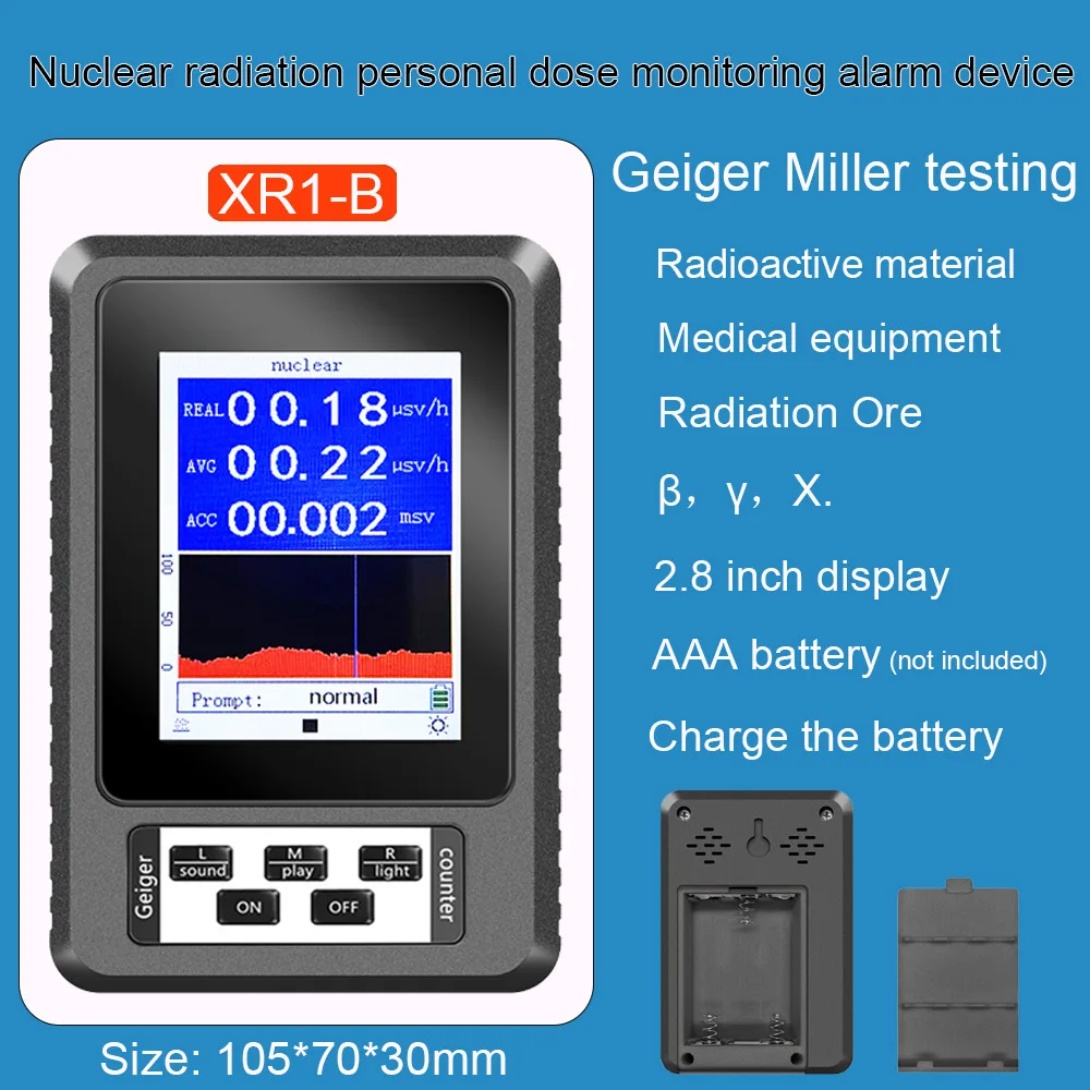 

XR1 Pro Nuclear Radiation Detector Geiger Counter Personal Dosimeter Marble Detector Beta Gamma X-ray Color Display Screen