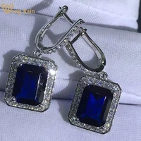 wong rain 925 sterling silver 3ct vvs 3ex emerald cut created moissanite sapphire gemstone fine jewelry vintage dangle earrings