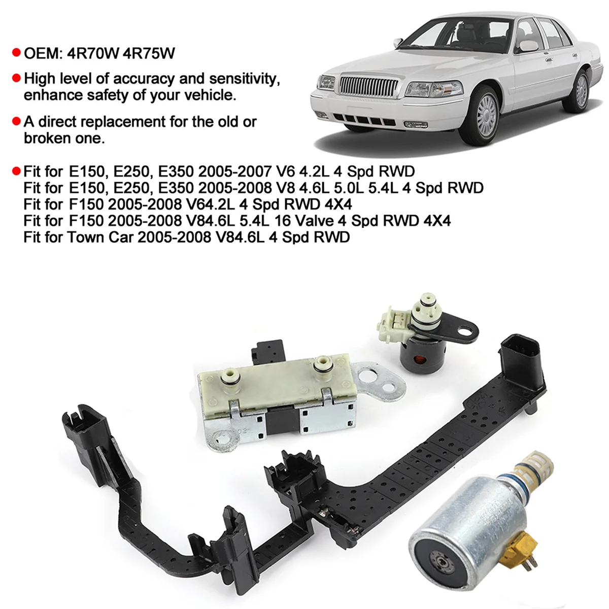 4 шт. 4R70W 4R7 5 Вт фотоэлемент для Ford E150 E250 E350 F150 2005-2008 замена соленоида