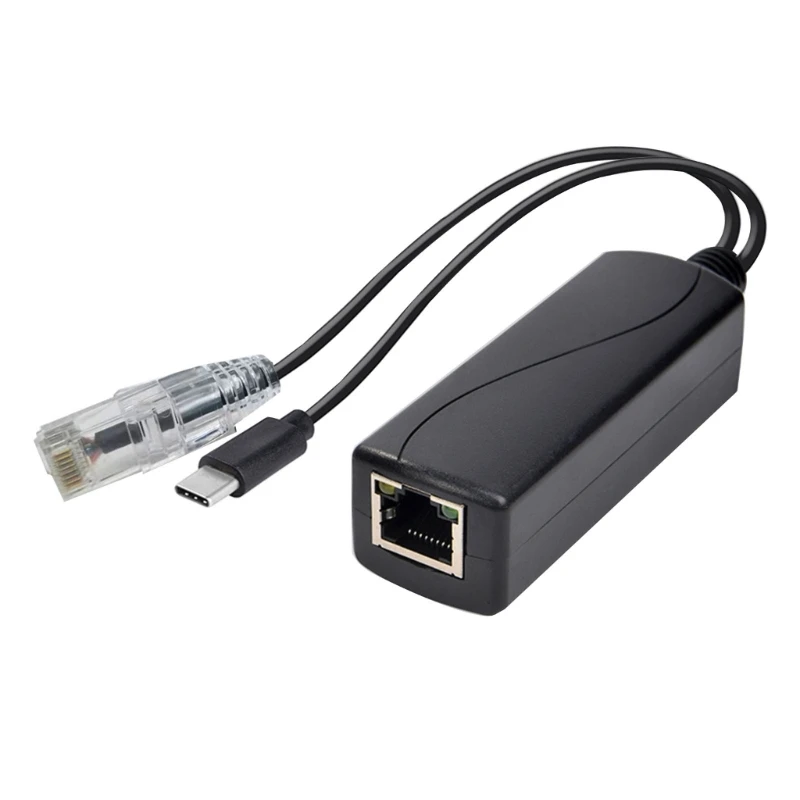 

Gigabit PoE Splitter 1000m 48V to 5V 2.4 A PoE Separator TYPE-C/DC5521/Micro USB Power Plug Widely Application Splitter