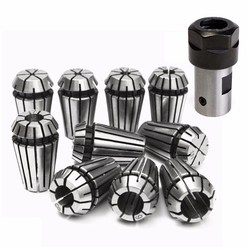 SEWS-10Pcs Er16 Spring Collet With 1Pcs Motor Shaft 8Mm Extension Rod Holder CNC Milling Tool Engraving Machine 1Mm-10Mm