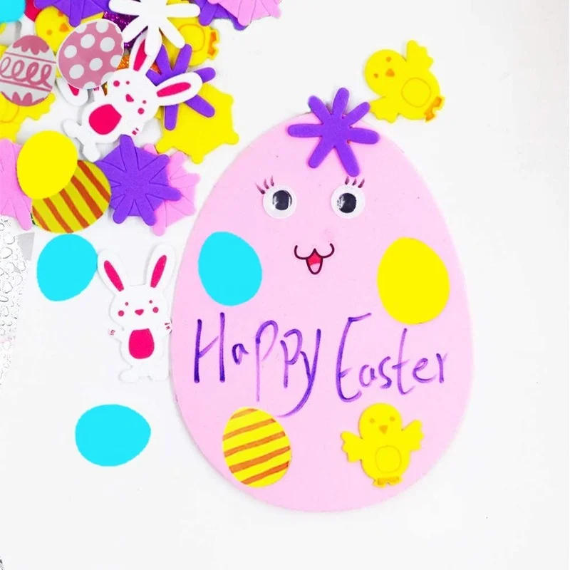 

DIY Creative Cartoon Easter Egg Bunny Kawaii Foam Stickers Set Kindergarten Crafts Room Party Decoration Kids Toys Gift