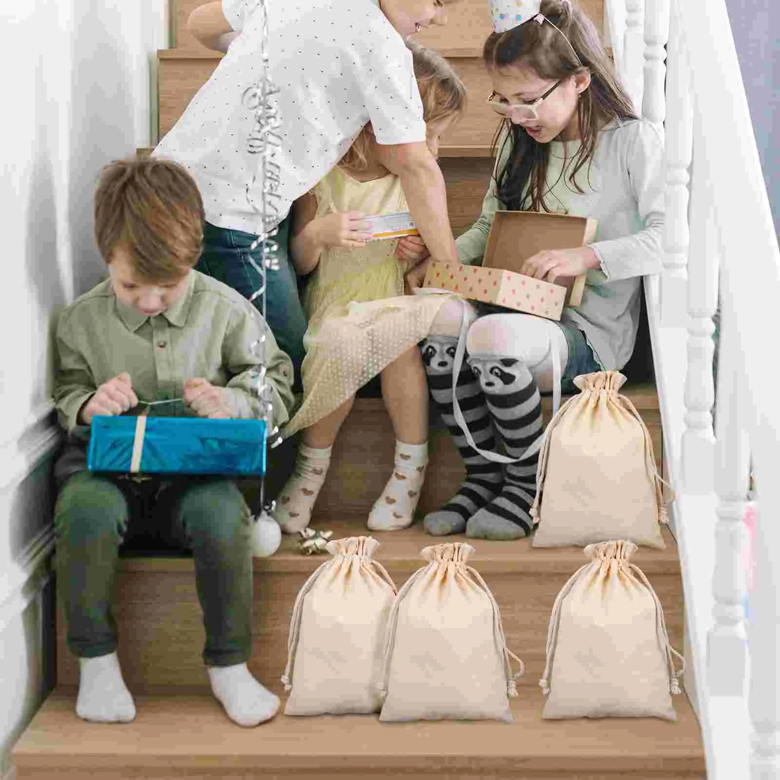 10 шт. сумки для хранения на шнурке 21*30 см из хлопчатобумажной ткани с портом луча